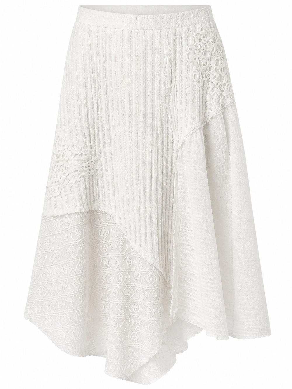 POL White Textured Patchwork Midi Skirt . Sz. M‎